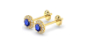 Boucles d'oreilles or jaune 18K saphir rond et halo de diamants