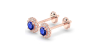 Boucles d'oreilles or rose 18K saphir rond et halo de diamants