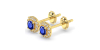 Boucles d'oreilles en or jaune 18k saphir coussin et halo de diamants