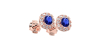 Boucles d'oreilles en or rose 18k saphir coussin et halo de diamants