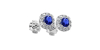 Boucles d'oreilles en or blanc 18k saphir coussin et halo de diamants
