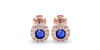 Boucles d'oreilles en or rose 18k saphir coussin et halo de diamants