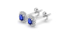 Boucles d'oreilles en or blanc 18k saphir coussin et halo de diamants