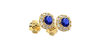 Boucles d'oreilles en or jaune 18k saphir coussin et halo de diamants