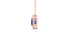 Collier or rose 18K pendentif saphir princesse avec un halo de diamants