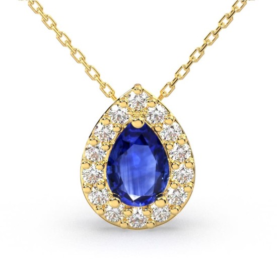 Collier halo poire or jaune