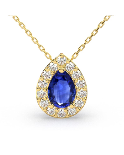 Collier halo poire or jaune
