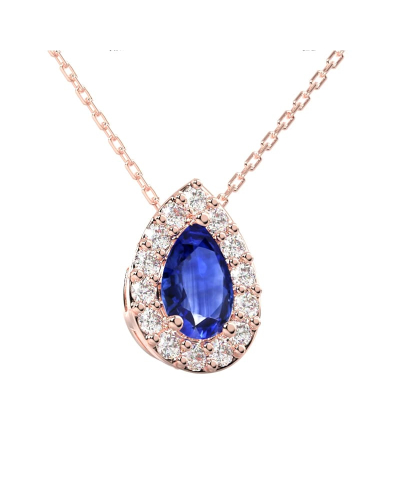 Collier halo poire or rose