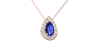 Collier halo poire or rose