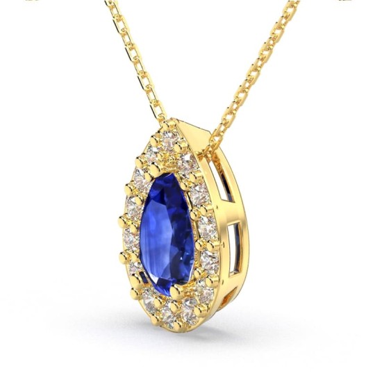 Collier halo poire or jaune