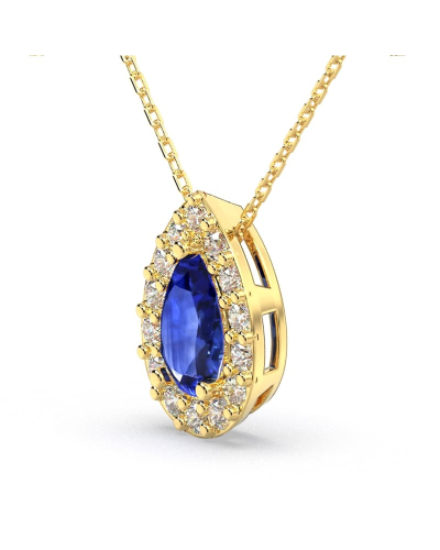 Collier halo poire or jaune