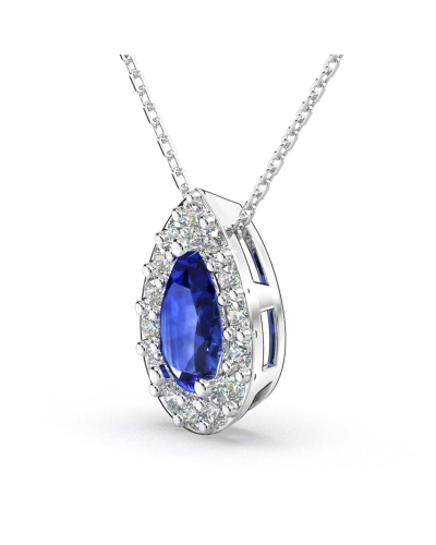 Collier halo poire or blanc