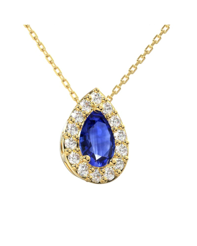 Collier halo poire or jaune