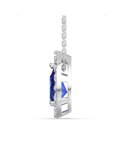 Collier halo poire or blanc