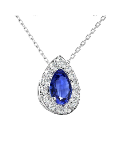 Collier halo poire or blanc