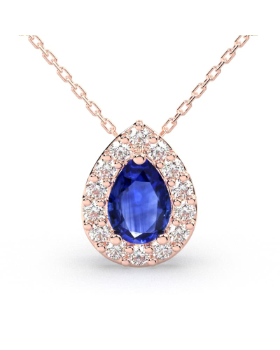Collier halo poire or rose