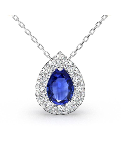 Collier halo poire or blanc