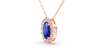 Collier en or rose 18K saphir ovale et son halo diamant
