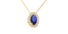 Collier en or jaune 18K saphir ovale et son halo diamant