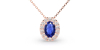 Collier en or rose 18K saphir ovale et son halo diamant