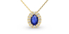 Collier en or jaune 18K saphir ovale et son halo diamant