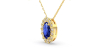 Collier en or jaune 18K saphir ovale et son halo diamant