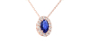 Collier en or rose 18K saphir ovale et son halo diamant