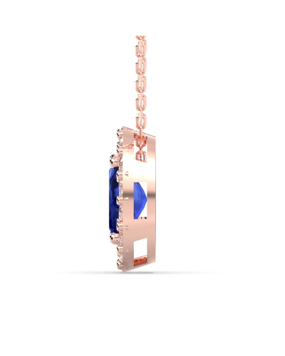 Collier en or rose 18K saphir ovale et son halo diamant