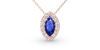 Collier saphir marquise halo diamant en or rose 18 K