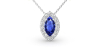 Collier saphir marquise halo diamant en or blanc 18 K