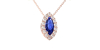 Collier saphir marquise halo diamant en or rose 18 K