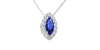 Collier saphir marquise halo diamant en or blanc 18 K