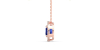 Collier saphir coussin halo diamant en or rose 18 K