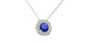 Collier saphir coussin halo diamant en or blanc 18 K