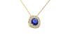 Collier saphir coussin halo diamant en or jaune 18 K