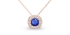 Collier saphir coussin halo diamant en or rose 18 K