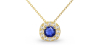 Collier saphir coussin halo diamant en or jaune 18 K