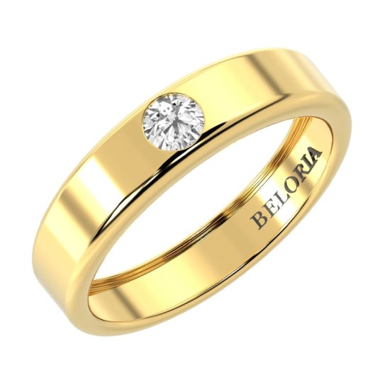 Alliance pour homme ou femme en Or jaune 18K et Diamants