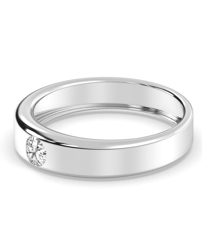 Alliance pour homme ou femme en Or blanc 18K et Diamants