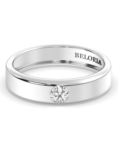 Alliance pour homme ou femme en Or blanc 18K et Diamants