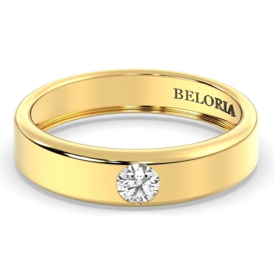 Alliance pour homme ou femme en Or jaune 18K et Diamants