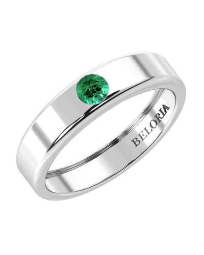 Alliance Homme et femme en or blanc 18K et émeraude