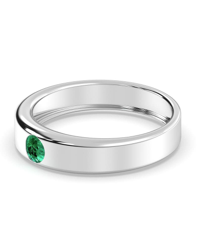 Alliance Homme et femme en or blanc 18K et émeraude