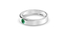 Alliance Homme et femme en or blanc 18K et émeraude