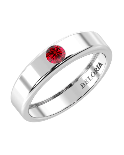 Alliance Homme et femme en or blanc 18K et Rubis