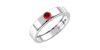 Alliance Homme et femme en or blanc 18K et Rubis