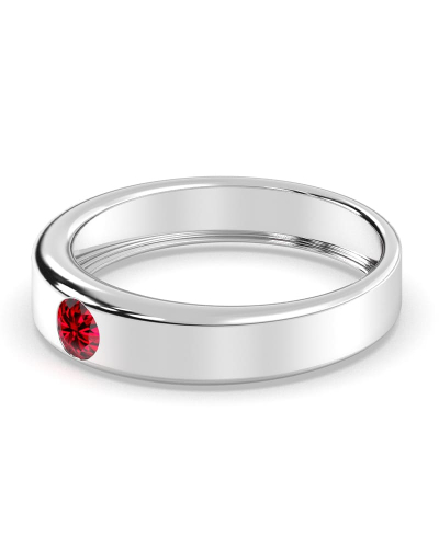 Alliance Homme et femme en or blanc 18K et Rubis
