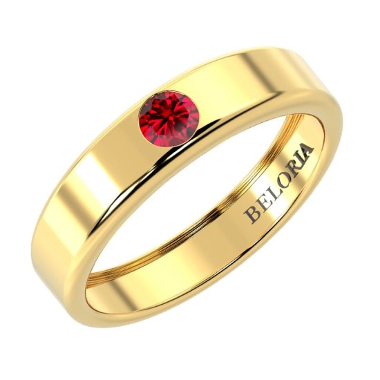 Alliance Homme et femme en or jaune 18K et Rubis