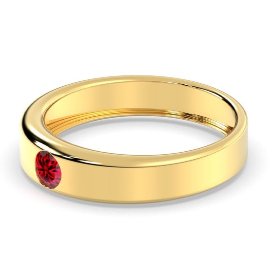 Alliance Homme et femme en or jaune 18K et Rubis