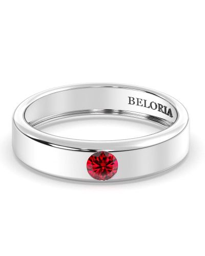 Alliance Homme et femme en or blanc 18K et Rubis